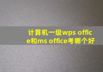 计算机一级wps office和ms office考哪个好